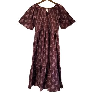 Kate Quinn Organic Cotton Rosette Dress Nordic Holiday Folk Print NWT
